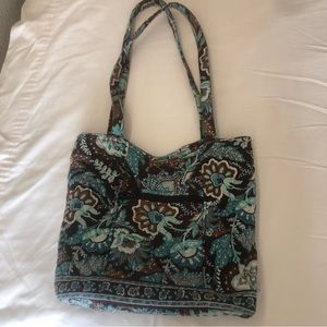 Vera Bradley Shoulder Tote Bag Fabric Y2K Brown Blue